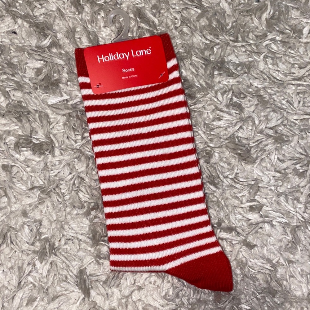 Macy's Holiday Lane Red and White Socks